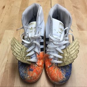 Adidas Pro Model Shoes White w/ Spray Paint Design